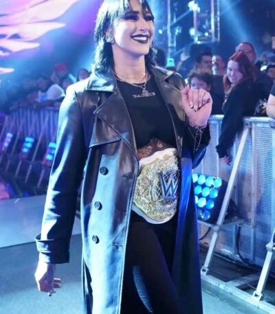 WWE Raw Rhea Ripley Black Leather Coat