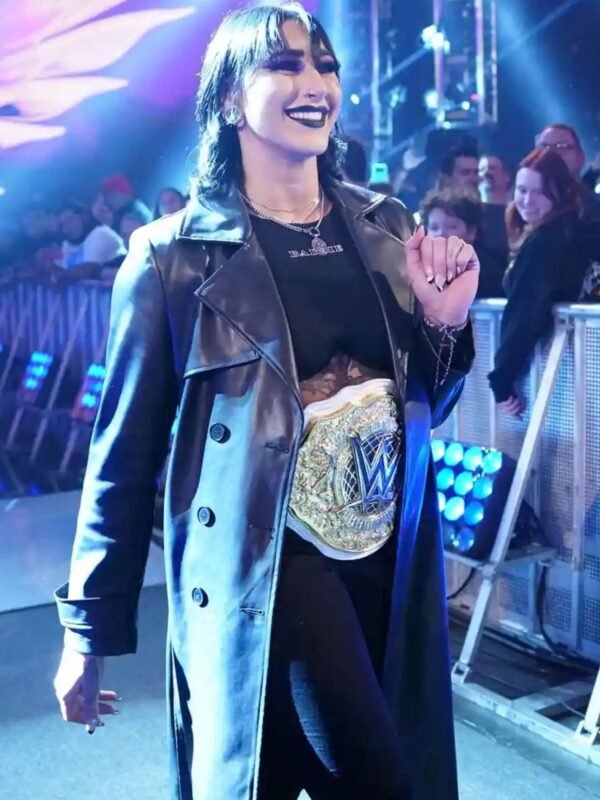 WWE Raw Rhea Ripley Black Leather Coat