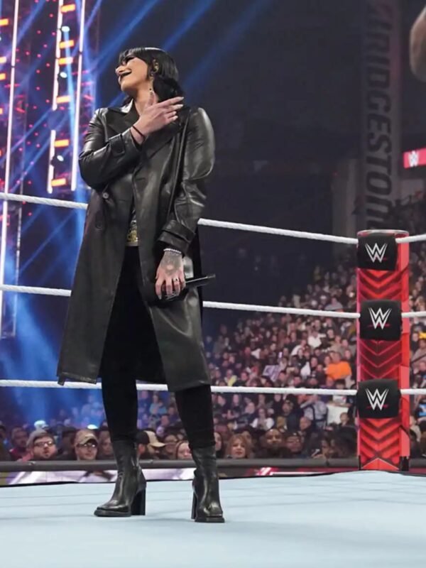 WWE Raw Rhea Ripley Black Leather Coat