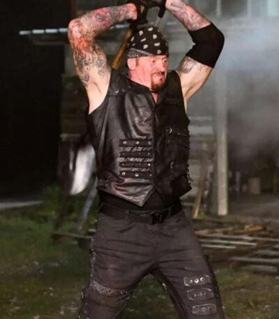 WWE Wrestlemania 36 Undertaker Black Leather Vest