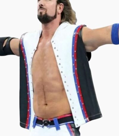 WWE Wrestler AJ Styles White Leather Vest