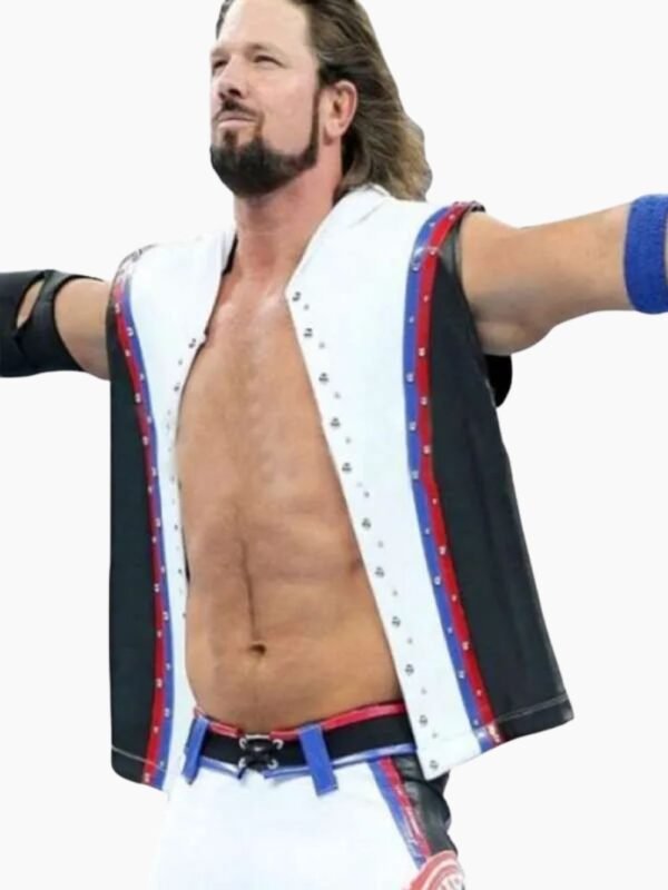 WWE Wrestler AJ Styles White Leather Vest