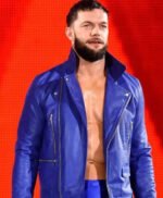 WWE Wrestler Finn Balor Blue Biker Leather Jacket