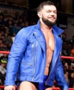 WWE Wrestler Finn Balor Blue Biker Leather Jacket