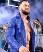 WWE Wrestler Finn Balor Blue Biker Leather Jacket