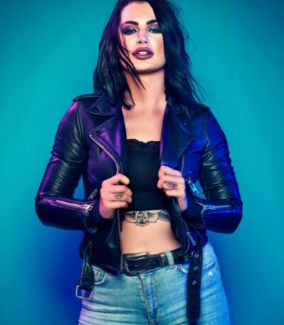 WWE Wrestler Paige Black Biker Leather Jacket