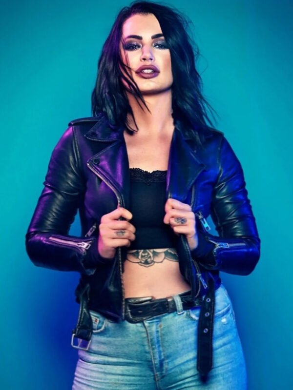 WWE Wrestler Paige Black Biker Leather Jacket