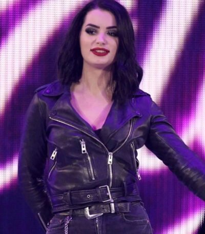 WWE Wrestler Paige Black Biker Leather Jacket