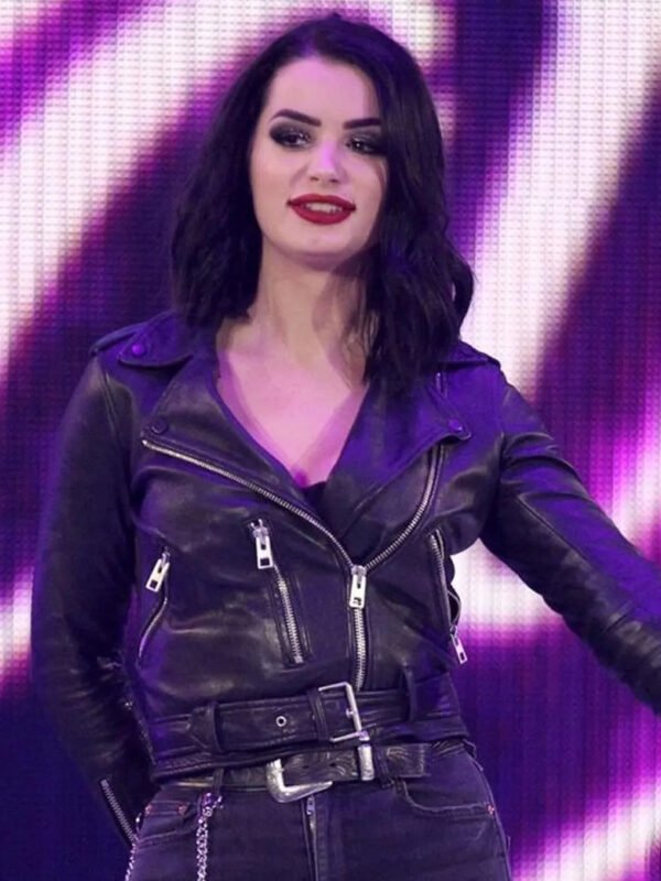 WWE Wrestler Paige Black Biker Leather Jacket