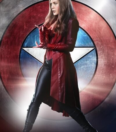 WandaVision Wanda Maximoff Maroon Leather Coat