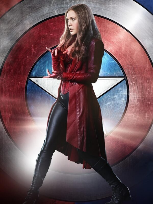 WandaVision Wanda Maximoff Maroon Leather Coat