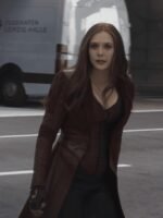 WandaVision Wanda Maximoff Maroon Leather Coat