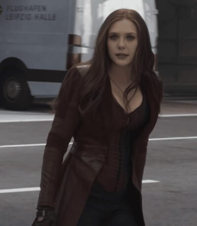 WandaVision Wanda Maximoff Maroon Leather Coat