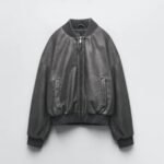 Washed Effect Bomber Jacket