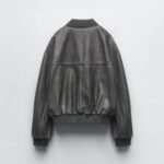 Washed Effect Bomber Jacket
