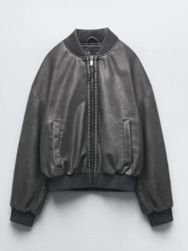 Washed Effect Bomber Jacket