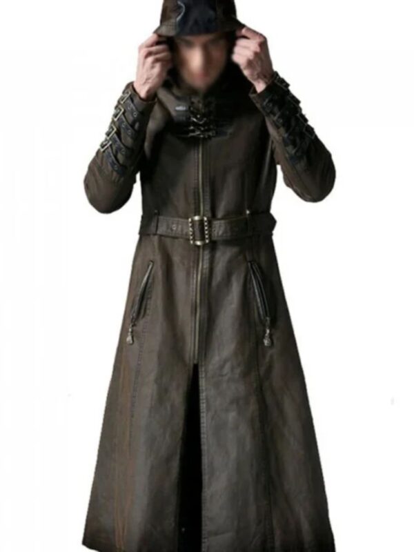 Wasteland Steampunk Brown Long Leather Trench Coat