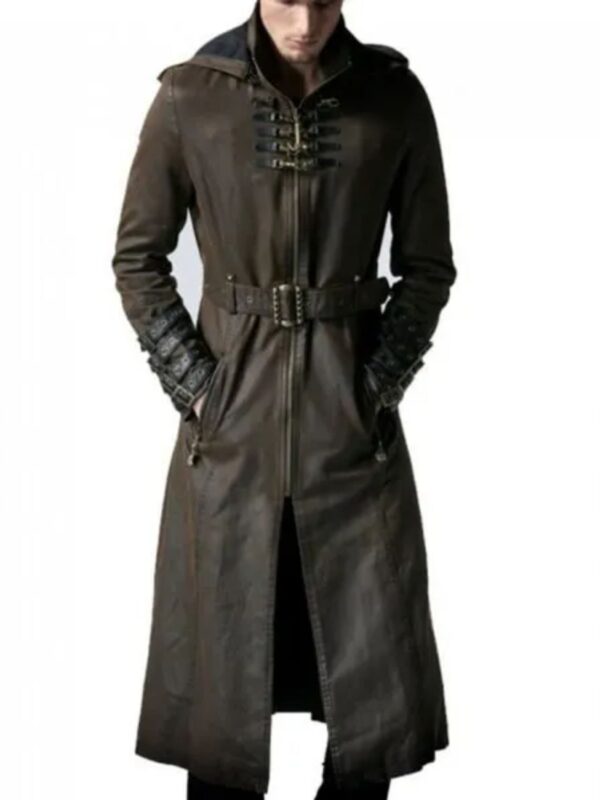 Wasteland Steampunk Brown Long Leather Trench Coat