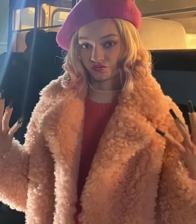 Wednesday 2022 Emma Myers Pink Faux Fur Jacket