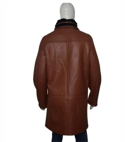 Wesley RAF SF Bomber Warm Duffle Brown Leather Coat