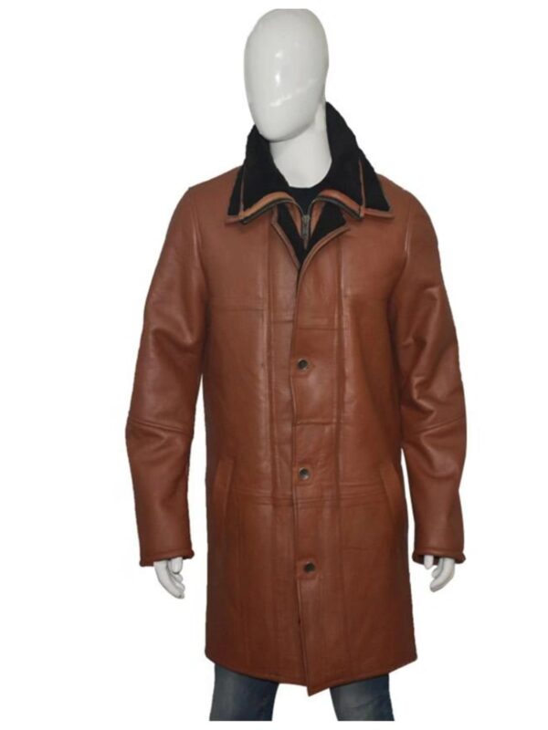 Wesley RAF SF Bomber Warm Duffle Brown Leather Coat