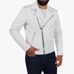 White Leather Jacket Slim Fit Biker Lambskin