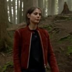 Willa Holland Arrow Red Suede Jacket