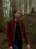 Willa Holland Arrow Red Suede Jacket