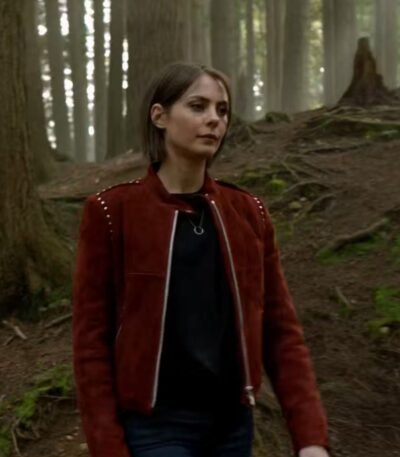 Willa Holland Arrow Red Suede Jacket