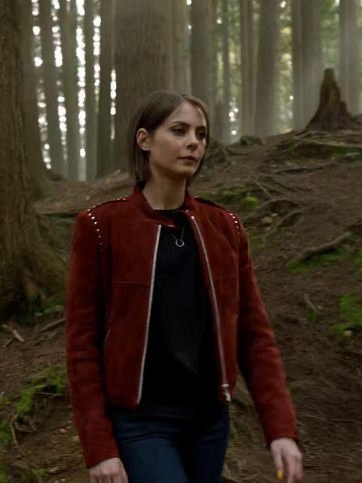 Willa Holland Arrow Red Suede Jacket Willa Holland Arrow Red Suede Jacket