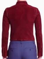 Willa Holland Arrow Red Suede Jacket