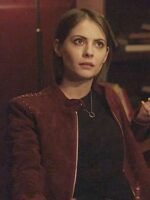Willa Holland Arrow Red Suede Jacket