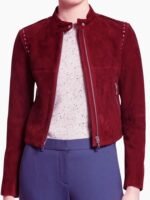 Willa Holland Arrow Red Suede Jacket