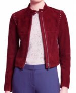 Willa Holland Arrow Red Suede Jacket