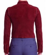 Willa Holland Arrow Red Suede Jacket