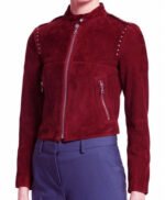 Willa Holland Arrow Red Suede Jacket