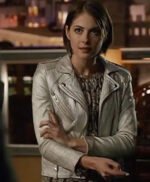 Willa Holland Arrow White Biker Jacket