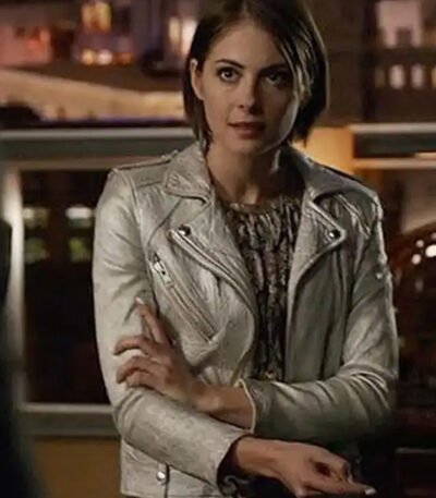 Willa Holland Arrow White Biker Jacket