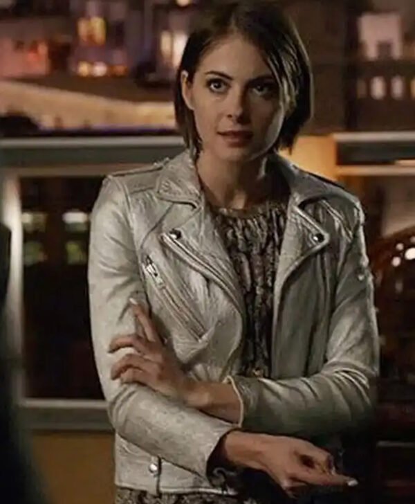 Willa Holland Arrow White Biker Jacket