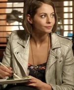Willa Holland Arrow White Biker Jacket