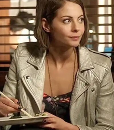 Willa Holland Arrow White Biker Jacket