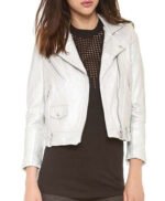 Willa Holland Arrow White Biker Jacket