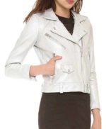 Willa Holland Arrow White Biker Jacket