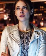 Willa Holland Arrow White Biker Jacket