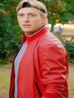 William Zabka Cobra Kai Red Bomber Leather Jacket