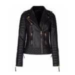 Women Black Slim Fit Biker Style Moto Jacket
