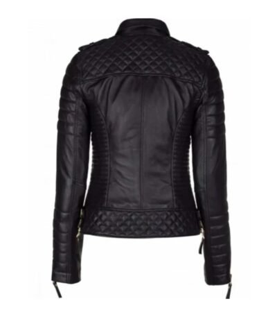 Women Black Slim Fit Biker Style Moto Jacket