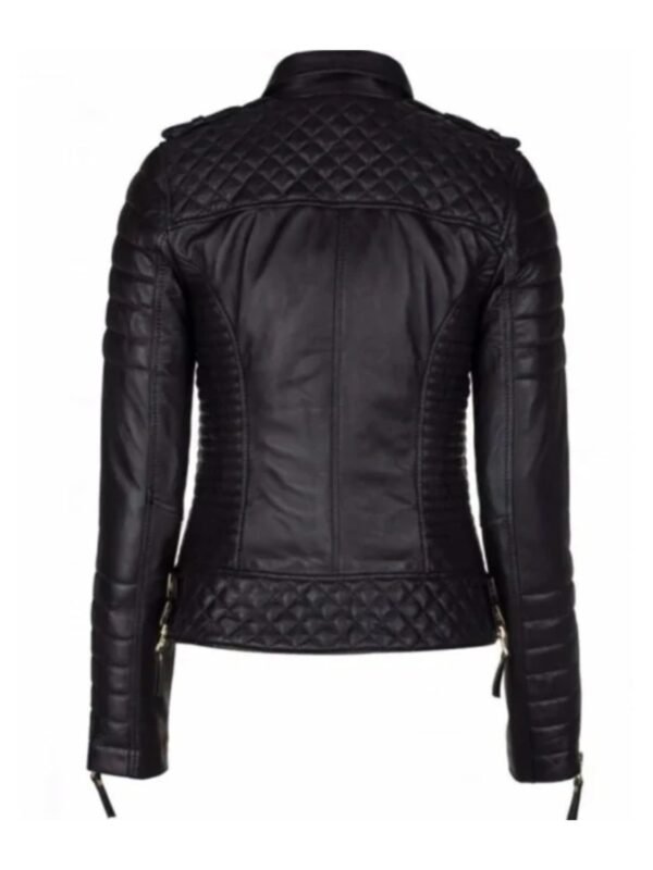 Women Black Slim Fit Biker Style Moto Jacket