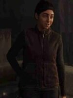 Women Dina The Last Of Us Part II Maroon Leather Vest