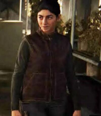 Women Dina The Last Of Us Part II Maroon Leather Vest